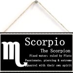 Scorpio The Scorpion - Beautiful Spiritual Gift Astrology Sign of The Zodiac Plaque 6 inch by 12 inch Hanging Sign, Decorative Wood Sign Home Decor,Wall Art - Scorpio Canvas for men