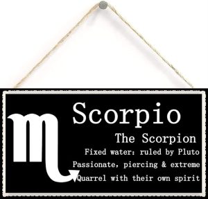 Scorpio The Scorpion - Beautiful Spiritual Gift Astrology Sign of The Zodiac Plaque 6 inch by 12 inch Hanging Sign, Decorative Wood Sign Home Decor,Wall Art - Scorpio Canvas for men