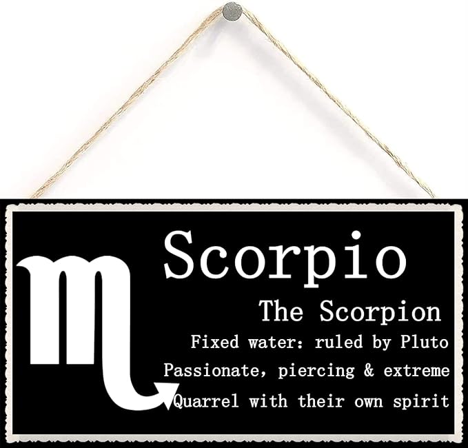 Scorpio The Scorpion - Beautiful Spiritual Gift Astrology Sign of The Zodiac Plaque 6 inch by 12 inch Hanging Sign, Decorative Wood Sign Home Decor,Wall Art - Scorpio Canvas for men