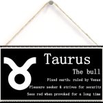 Taurus The Bull - Beautiful Spiritual Gift Astrology Sign of The Zodiac Plaque 6 inch by 12 inch Hanging Sign, Decorative Wood Sign Home Decor,Wall Art - Taurus Products for men