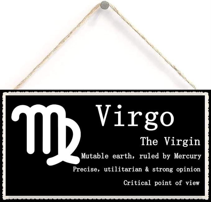 Virgo The Virgin - Beautiful Spiritual Gift Astrology Sign of The Zodiac Plaque 6 inch by 12 inch Hanging Sign, Decorative Wood Sign Home Decor,Wall Art - Virgo Poster for men