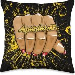 Aquarius AF Women Birthday Astrology Ring Zodiac Aquarius Throw Pillow - Aquarius Pillow for men