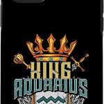 iPhone 11 Pro King Aquarius Zodiac Sign with Crown Scepter Sword for Men Case - Aquarius Phone Case for men
