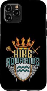 iPhone 11 Pro King Aquarius Zodiac Sign with Crown Scepter Sword for Men Case - Aquarius Phone Case for men