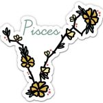 Pisces Zodiac Sign Floral Sticker - 3" Laptop Sticker - Waterproof Vinyl for Car, Phone, Water Bottle - Pisces Decal - Pisces Car Accessories for men