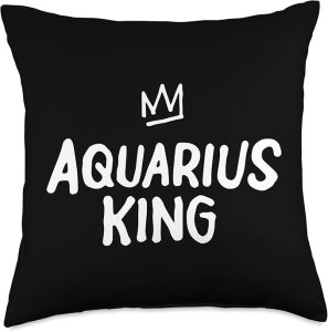 Zodiac Star Sign Astrology Horoscope Funny King Aquarius Throw Pillow - Aquarius Pillow for men