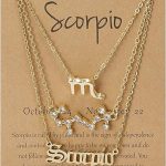12 Constellation Horoscope Necklaces Crystal Zodiac Sign Layered Necklace with Exquisite Letter Astrology Horoscope Card - Scorpio Products for men