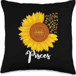 Pisces Sunflower Zodiac Sign Floral Astrology Women Throw Pillow - Pisces Pillow for men