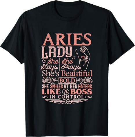 Aries Lady Shirt Astrology Zodiac Sign Aries Woman Girl T-Shirt - Aries T-Shirt for men
