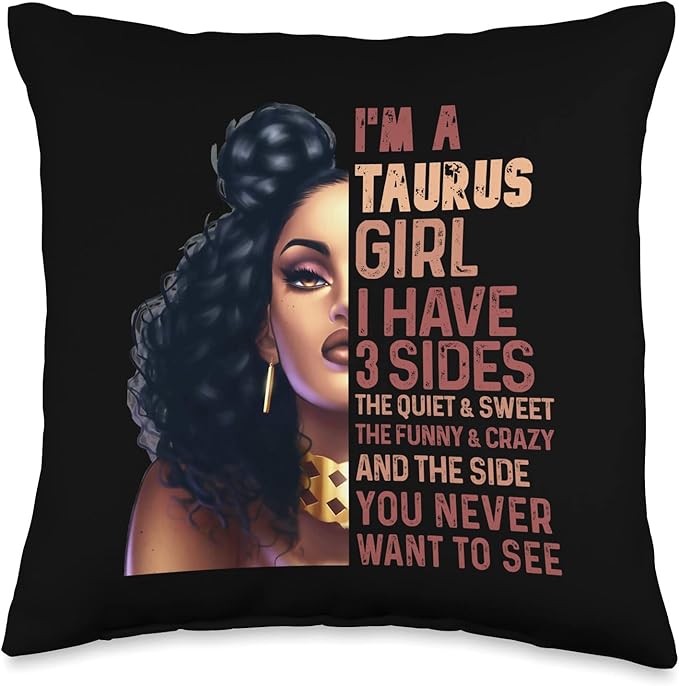 I Have 3 Side Taurus Girl Cool Zodiac Astrology Star Sign Throw Pillow - Taurus Pillow for men