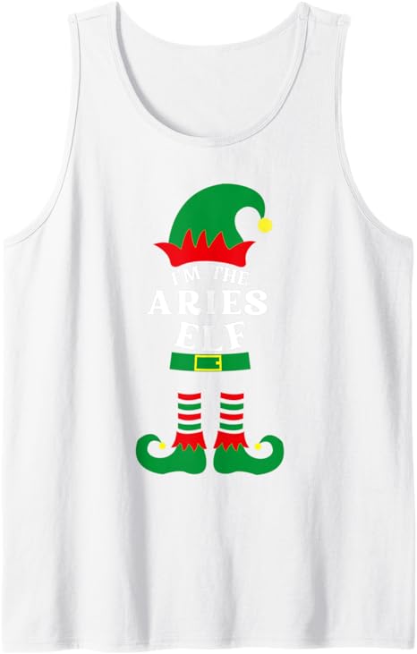 Aries Elf Christmas Family Horoscope Shirt Astrology Sign Tank Top - Aries T-Shirt for men