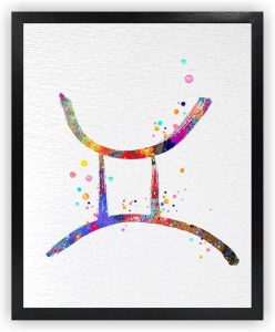 Dignovel Studios 8X10 Unframed Zodiac Sign Symbol Gemini Astrological Signs Astrology Abstract Love Motivational Smart Dynamic Watercolor Art Print Home Office Wall Décor Poster DN688 - Gemini Canvas for men