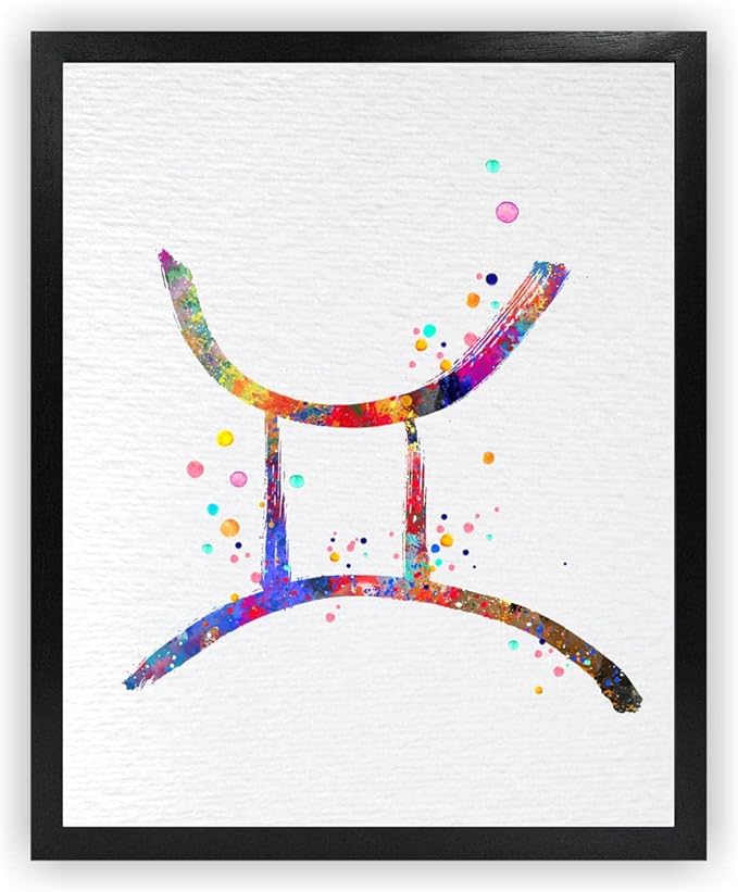 Dignovel Studios 8X10 Unframed Zodiac Sign Symbol Gemini Astrological Signs Astrology Abstract Love Motivational Smart Dynamic Watercolor Art Print Home Office Wall Décor Poster DN688 - Gemini Canvas for men