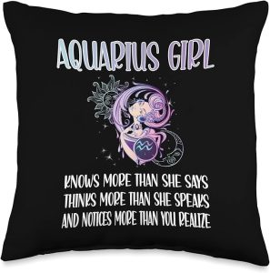 Aquarius Zodiac Sign Girl Aquarius Horoscope Astrology Throw Pillow - Aquarius Pillow for men