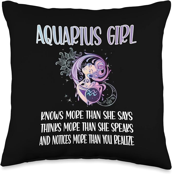 Aquarius Zodiac Sign Girl Aquarius Horoscope Astrology Throw Pillow - Aquarius Pillow for men