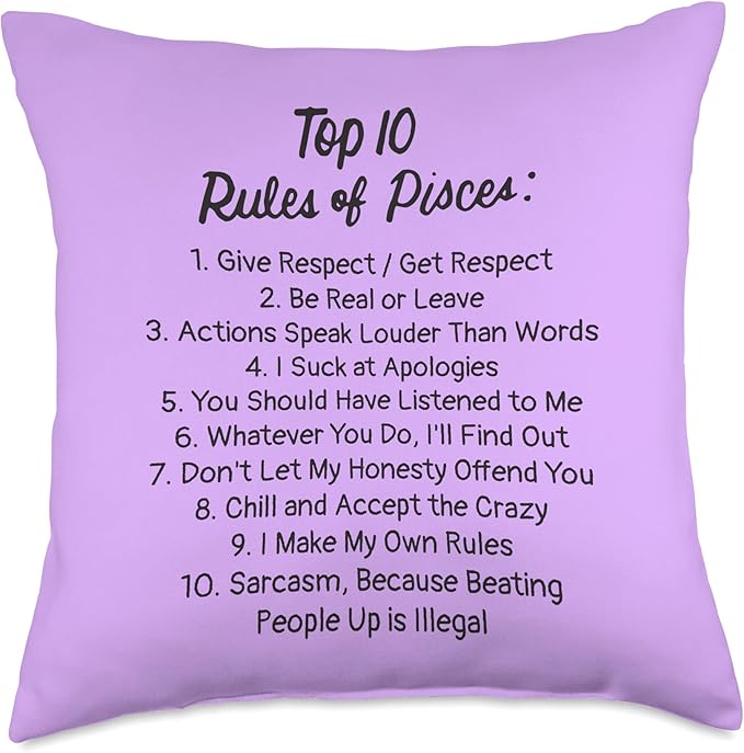 Top 10 Rules Of Pisces Horoscope Women Men Zodiac Astrology Throw Pillow - Pisces Pillow for men