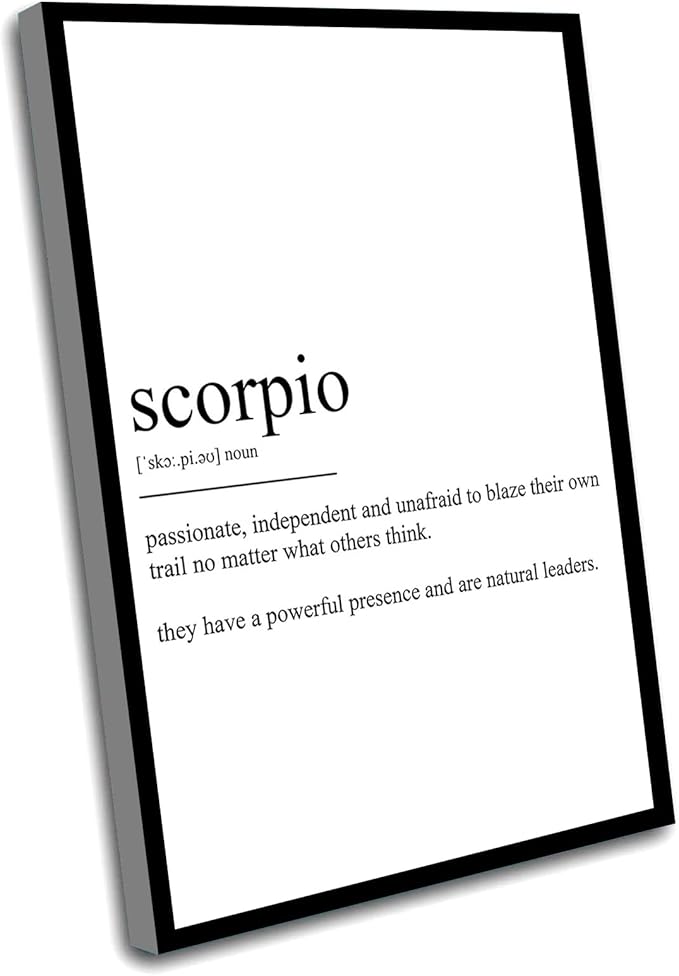 Scorpio Definition Print,Scorpio Gifts,Canvas Quotes Wall Art,Office Decor,Decor For Living Room,12x16 Inch Framed Wall Art - Scorpio Canvas for men