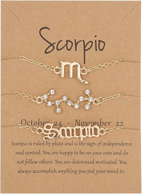 Gold Plated Zodiac Constellation Sign Bracelets for Women Men 12 Birth Months Exquisite Letter Old English Astrology Bracelet Horoscope Jewelry Birthday Gift - Scorpio Accessories for men