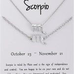 CSIYANJRY99 2Pcs Gold/Silver Zodiac Necklace Bracelet for Women,12 Zodiac Sign Letter Pendant Necklace Bracelet Astrology Constellation Bracelet/Anklet Friendship Promise Jewelry Gift Card - Scorpio Accessories for men