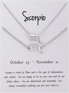 CSIYANJRY99 2Pcs Gold/Silver Zodiac Necklace Bracelet for Women,12 Zodiac Sign Letter Pendant Necklace Bracelet Astrology Constellation Bracelet/Anklet Friendship Promise Jewelry Gift Card - Scorpio Accessories for men