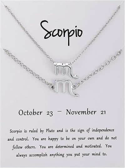 CSIYANJRY99 2Pcs Gold/Silver Zodiac Necklace Bracelet for Women,12 Zodiac Sign Letter Pendant Necklace Bracelet Astrology Constellation Bracelet/Anklet Friendship Promise Jewelry Gift Card - Scorpio Accessories for men