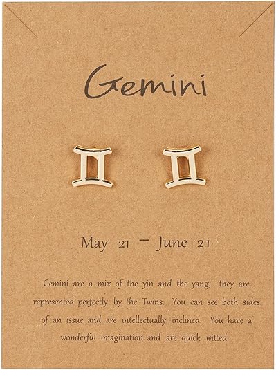 Gold Silver Plated Zodiac Stud Earrings 12 Constellation Birth Months Tiny Astrology Horoscope Stud Earrings for Women Birthday Gifts - Aries Earrings for men