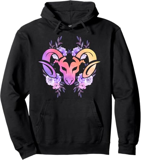 Aries Zodiac Birthday - Flowers Horoscope Sign Aries Pullover Hoodie - Aries Hoodie for men