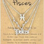 3Pcs Zodiac Gold Plated CZ Necklaces for Women Girls Old English Necklace 12 Constellation Necklace Zodiac Sign Gifts for Women - Pisces for men