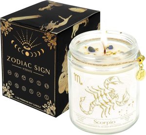 Scorpio Zodiac Sign Candles Gift, Zodiac Crystals Candles Jar,Astrology Lavender Scented Soy Stones Candles Best Friends Gifts for Women Men Sister Brother Funny Birthday Gift - Scorpio Products for men
