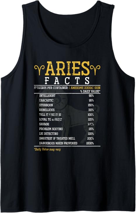Aries Facts Zodiac Sign Tank Top - Aries T-Shirt for men