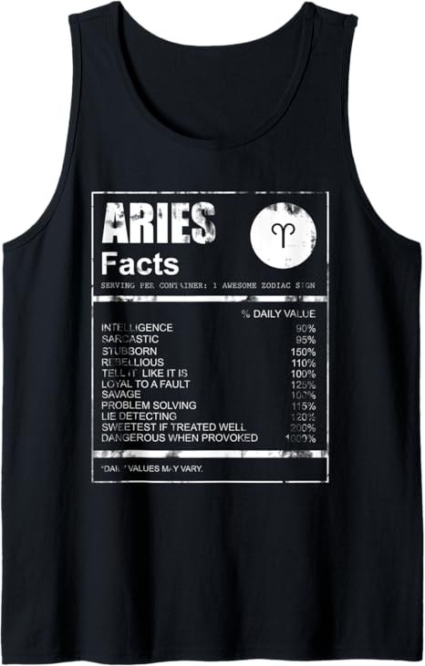 Aries Facts Zodiac Sign Tank Top - Aries T-Shirt for men