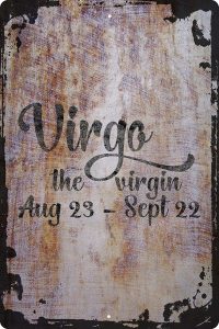Virgo the virgin cursive August 23-September 22 zodiac astrology Beige Wall Art Decor Funny Gift 12 x 18 Inch - Virgo Poster for men