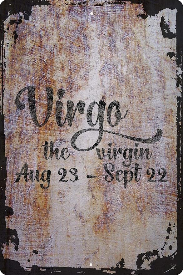 Virgo the virgin cursive August 23-September 22 zodiac astrology Beige Wall Art Decor Funny Gift 12 x 18 Inch - Virgo Poster for men