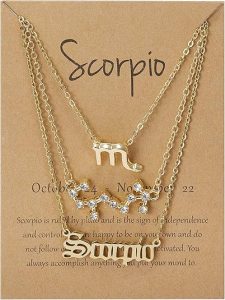 COLORFUL BLING 3Pcs 12 Constellation Zodiac Sign Layered Choker Necklaces Set Letter Astrology Horoscope with Message Card for Women Jewelry - Scorpio Products for men