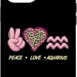 iPhone 12 Pro Max Peace Love Aquarius Zodiac Sign Horoscope Women Case - Aquarius Phone Case for men
