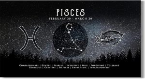 Pisces Astrology Decor - Zodiac Gifts - Astrology Gifts for Women and Men - Boho Wall Decor - Zodiac Signs - Astrology Canvas - Zodiac Room Decor - Astrology Room Decor- 24x12 ready to hang canvas - Pisces Canvas for men