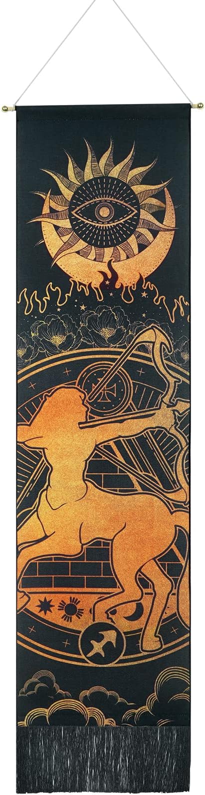 Livole Sagittarius Zodiac Tapestry - Sun Moon Constellation Wall Hanging, 12.8 x 51.2 inches - Sagittarius Home Decor for men