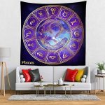 CORFOTO Fabric 60Wx60H Pisces Constellations Tapestry Wall Hanging Girls Signs Tapestries Wall Art for Bedroom Living Room College Dorm Home Decor - Pisces Home Decor for men