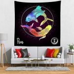 CORFOTO Fabric 60Wx60H Pisces Tapestry Wall Hanging Colorful 12 Horoscope Signs Tapestries Wall Art for Bedroom Living Room College Dorm Home Decor - Pisces Home Decor for men