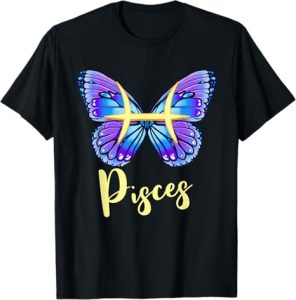 Pisces Zodiac Sign with Butterfly Wings - Pisces T-Shirt for men