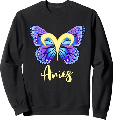 Aries Butterfly Zodiac Sign of Butterfly Wings for Women Sweatshirt - Aries Sweatshirt for men
