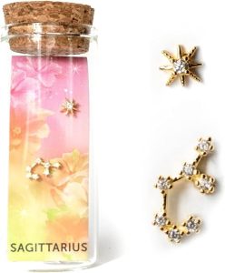 18k Gold Mismatched Stud Earring, Zodiac Star Stud Earrings Set, Birthday Astrology Gifts for Women, Teens, Birth Flower - Scorpio Products for men