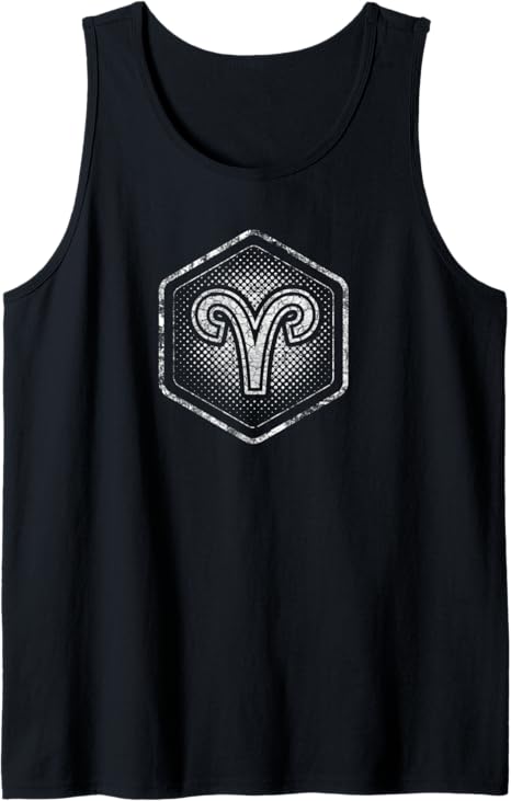 Zodiac sign Aries - symbol without text as hexagon Tank Top - Aries T-Shirt for men