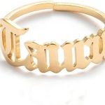 COLORFUL BLING Constellation Rings for Women, 12 Zodiac Old English Letter Adjustable Stainless Steel Zodiac Sign Ring Horoscope Astrology Jewelry - Taurus for men