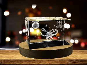 Scorpio Zodiac Sign 3D Engraved Crystal Keepsake Gift (X-Large) - Scorpio Products for men