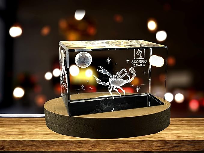 Scorpio Zodiac Sign 3D Engraved Crystal Keepsake Gift (X-Large) - Scorpio Products for men