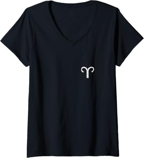 Womens Zodiac Sign Aries (Vintage White) Aries V-Neck T-Shirt - Aries T-Shirt for men