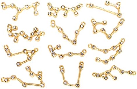 LiQunSweet 12 Pcs Golden Constellation Sign Links Connectors Charm with Rhinestone for DIY Necklace Bracelet Jewelry Makings - 9~24.5mm - Aries Bracelet for men