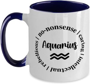 Aquarius Astrology Zodiac Sign Coffee Mug January February Birthday for Boyfriend Girlfriend Boss Two Tone Navy - Aquarius Mug for men