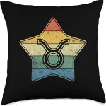 Zodiac Sign Taurus - Symbol without Text as Vintage Star Throw Pillow - Taurus Pillow for men